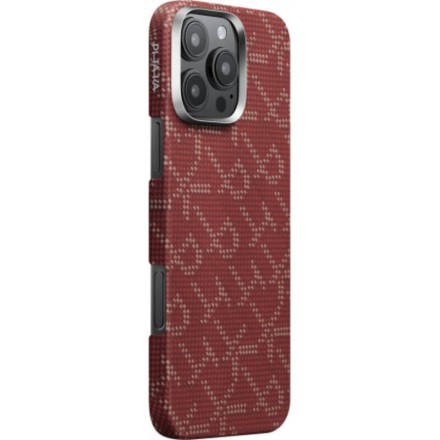 Чехол для iPhone 16 Pro Max Pitaka Monogram PTK Tactile Woven (красно-золотой)