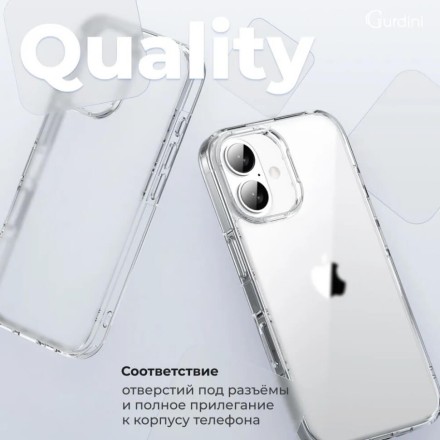Чехол накладка для iPhone 16 Plus Gurdini Alba Series Protective (прозрачный матовый)