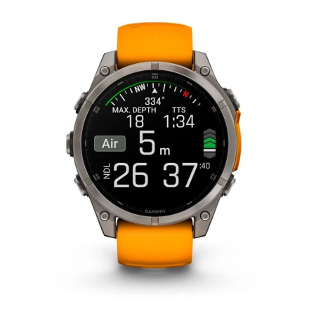 Часы Garmin Fenix 8 AMOLED, 47 mm Sapphire, Titanium с Spark Orange/Graphite