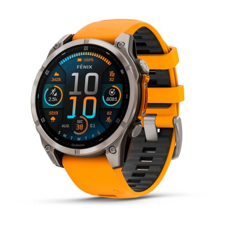 Часы Garmin Fenix 8 AMOLED, 47 mm Sapphire, Titanium с Spark Orange/Graphite