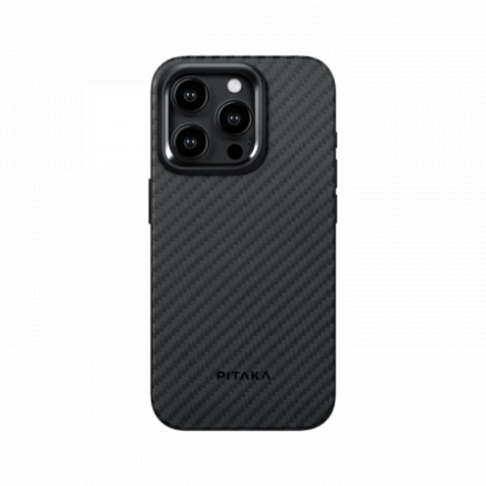 Чехол для iPhone 15 Pro Max Pitaka MagEZ Pro 4 кевлар (черно-серый)